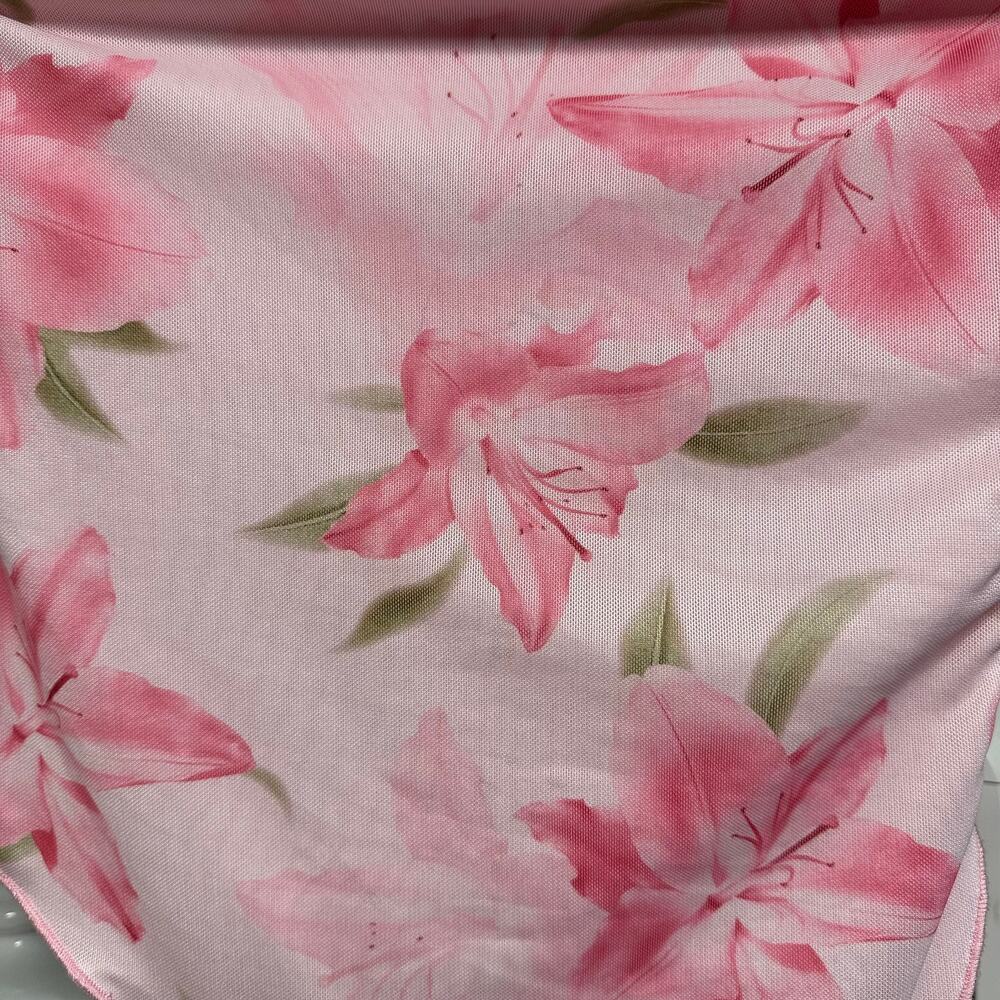 Pink Floral Mesh Tube‎ Top Womens Small Ruched Handkerchief Hem Strapless Y2K - Picture 3 of 8